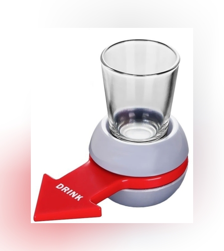 Joc de baut Drink Spin Flippy, 10.3 x 11.5 cm, Pahar de Shot din Sticla, gri