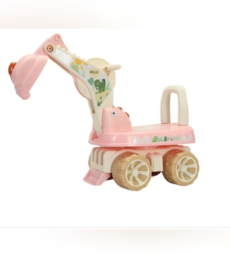 Excavator pentru Copii, Flippy, 1-3 Ani, Greutate Portanta 30 kg, Muzica si Lumini, Rotatie 360 Grade, 45 x 31 x 35 cm, 4 Roti, Roz