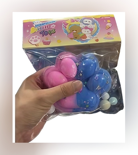 Jucarie Antistres Squishy, Flippy, cu Revenire Lenta, Squeeze Pinch Family, Model Cat Paw, 12.5x10.5 cm, 220g, Ambalaj Transparent, Model 025, Multicolor