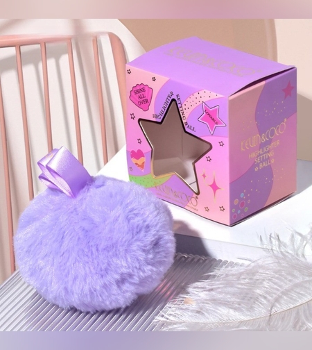 Aplicator pentru Iluminator/Pudra, Tip Buretel Pufos, Kevin & Coco, 9.6 x 9.6 x 7.2cm, Mov