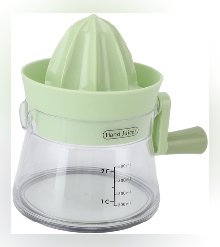 Storcator de Citrice Manual, Flippy, Rezistente, Usor de Folosit si Depozitat, Durabil, Calitativ, 16.5x13cm, Transparent/ Verde
