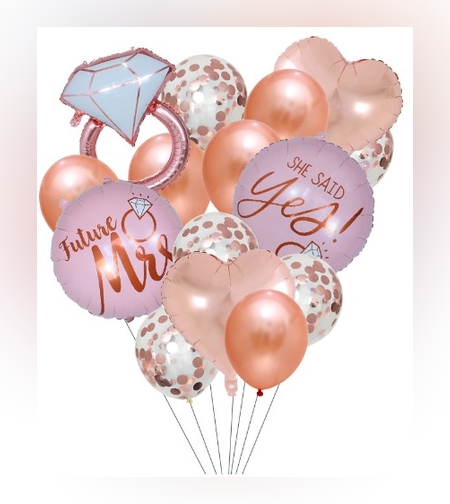 Set 15 baloane pentru Nunta, Flippy, baloane pentru decor, din folie de aluminiu,  30 x 50 cm, Rose