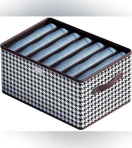 Cutie De Depozitare, Flippy, Pentru Haine, Lenjerie, Sosete Si Sutiene, Material Textil, 7 Compartimente, 44x30x20 cm, Culoare Alb-Negru