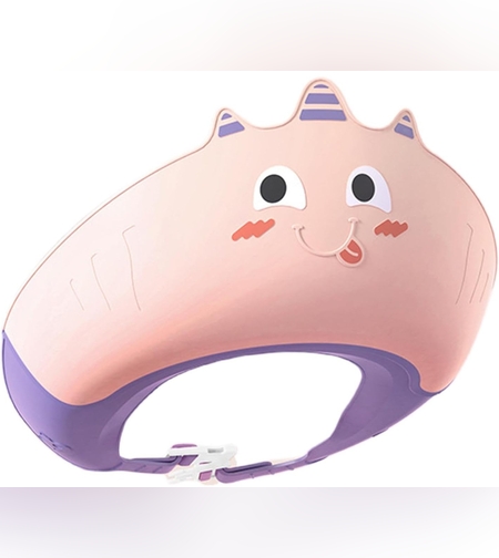 Casca de Dus, Flippy, Previne Scurgerea Apei si Samponului pe Fata, 0-12 Ani, Ajustabila, din TPE+PP, 20 x 23 cm, Model Unicorn, Roz/Mov