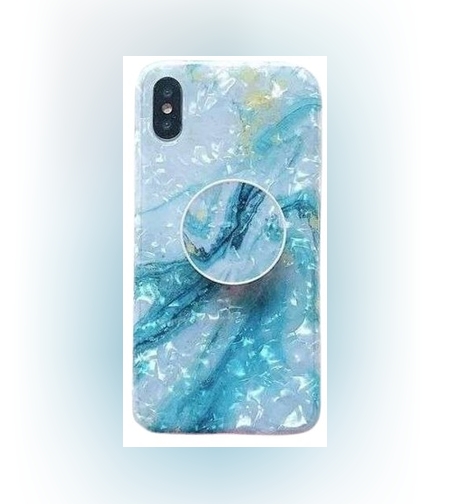 Husa protectie pentru Apple iPhone XR Soft IMD TPU Marble Albastru Suport inclus
