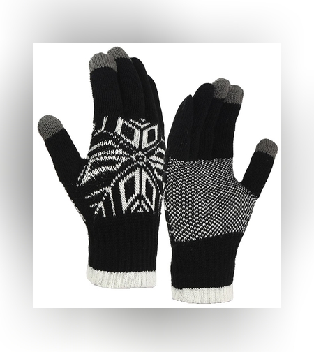 Manusi de Barbat, Flippy, Model Fulg, Functie Touchscreen (ecran tactil), Material Acril Tricotat, Manseta Elastica, Interior Catifelat, Marime Universala, Negru