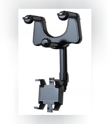 Suport auto Flippy cu atasare la oglinda retrovizoare, model Y611, rotativ 360 de grade și retractabil, multifuncțional, compatibil cu toate telefoanele mobile, Negru