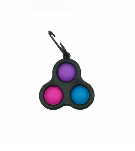 Jucarie antistres, Pop it, tip breloc, triunghi, 8 cm, multicolor, Negru