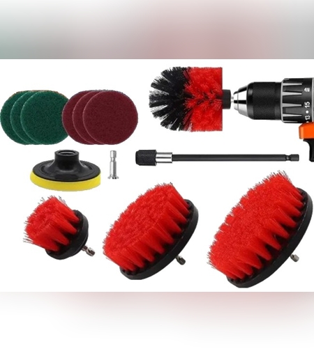 Set 12 Accesorii pentru Curatare Auto, Flippy, Interior si Exterior, Rosu