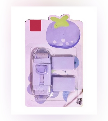 Radiera Retractabila, Flippy, Model Ursulet, Reglare Push-Pull, Radiera de tip Push, Doua Radiere de Rezerva in set din Cauciuc, Mov