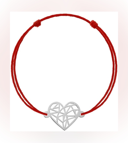 Bratara Snur Reglabil, Argint 925, Inima Brodata, Jolie Silver, 0.6 g, 1.3 cm x 1.3 cm