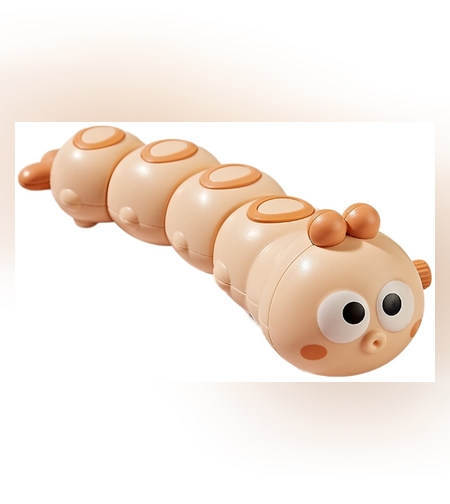 Jucarie mecanica pentru copii Flippy, omida haioasa, cu cheita, distractiva, se taraste, se misca, 15 x 4 cm, portocaliu