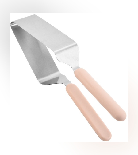 Paleta pentru Taiat si Servit Prajituri, Flippy, Otel Inoxidabil, Maner Usor de Prins, Divizor Triunghiular, 27 x 12 cm, Roz