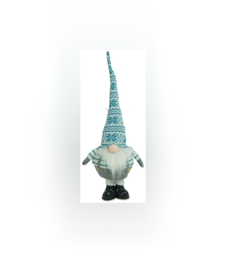 Ornament de Craciun spiridus, Flippy, alb/albastru, textil, 59 cm