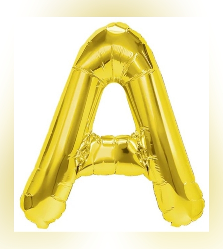 Balon Folie Metalizata Litera A, Flippy, 80 cm, Umflati cu Heliu sau Aer, Ambalaj Individual, Pai inclus, Auriu