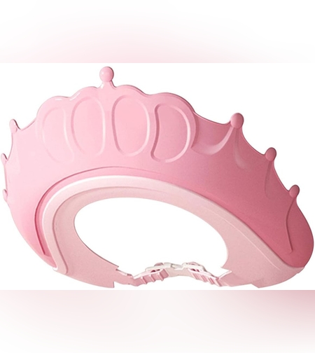 Viziera de Protectie Baie Pentru Copii, Fippy, Model Coronita, Dimensiune ajustabila, Durabil, Usor de curatat, Impotriva Samponului, pentru Ochi si Urechi, TPE+PP, 24x22 cm, Roz