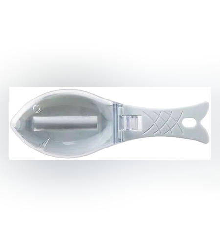 Curatator de Solzi de Peste, Flippy, Manual, Forma Peste, cu Compartiment de Colectare, din Plastic, 15.5x5.5 cm, Alb