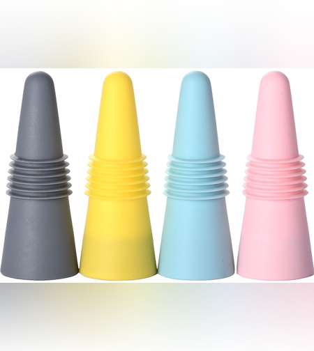 Set 4 dopuri reutilizabile din silicon Flippy, pentru sticle de vin, bautura, multicolor