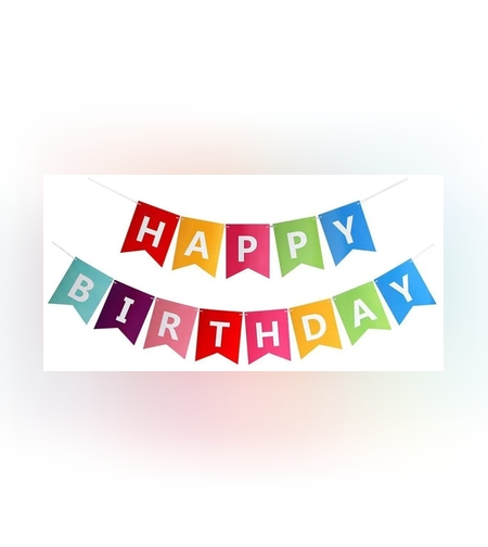 Banner Happy Birthday 100x200 cm, Flippy, Dimensiune Stegulet 11.5x16.5 cm, Rola de Ata Inclusa, Multicolor