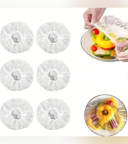 Set 100 Folie de Protectie Elastica pentru Alimente si Boluri Flippy, material plastic, prospetime, diametrul 12 - 40 cm