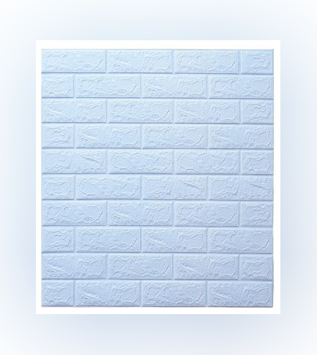 Set 10 Stickere de Perete, Flippy, Autoadezive, 70 x 77 cm, 3.5 mm Grosime, Suprafata Acoperita 5.3 mp, din PVC, Model Caramida, Albastru Deschis