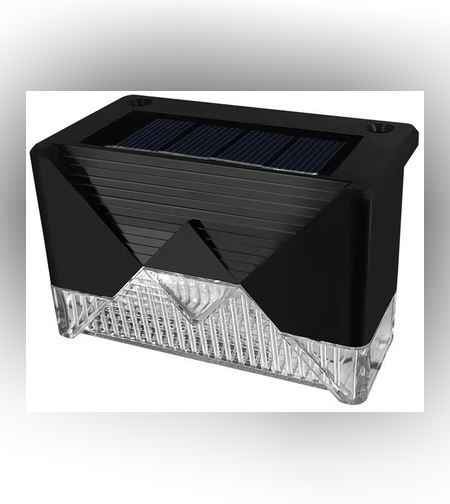 Set 4 Aplice Solare, Flippy, Lumina LED-uri, IP65, din ABS+PC, 8-10 h Iluminare, Baterie 1.2 V 600 mAh, Montare pe Trepte/Borduri, Lumina Alb Cald, 7.9 x 5 cm, Negru