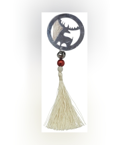 Decoratiune de Craciun, Flippy, pentru Brad, Model Ren cu Clopotel, Lucios, Argintiu