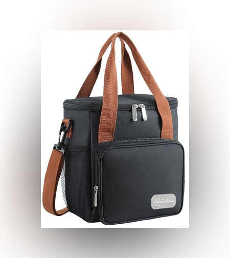 Geanta Termo-Izolanta, Flippy, Multifunctionala, 1 Compartiment Principal, 1 Buzunar Lateral Exterior, Impermeabila, Manere si Bretea de Umar, 25x22x15 cm, Negru