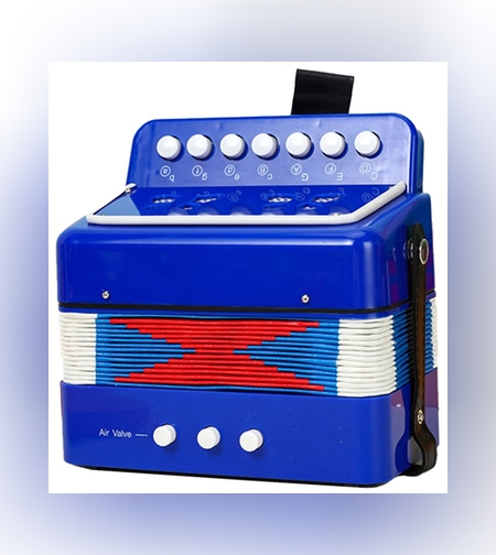 Acordeon Pentru Copii, Flippy, Acordeon Jucarie pentru Educatie Timpurie, 7 butoane 2 bass, Acordeon Instrument Muzical pentru Copii, 18 x 17 x 10 cm, Albastru