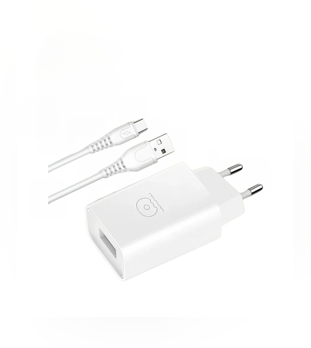 Incarcator Retea 1A , cablu Type C 1 m inclus Flipyy,  model T18 Blister, Alb