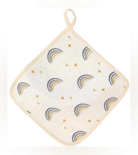 Prosop Absorbant, Flippy, din Bumbac, 25 x 25 cm, Model Curcubeu, cu Agatatoare, Bej