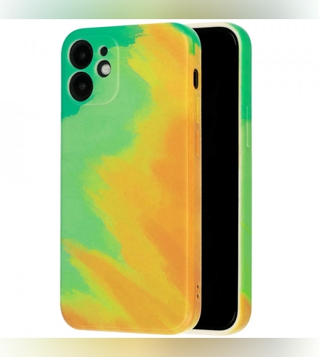 Husa protectie Flippy compatibila cu Apple iPhone 12 Pro Tpu Ombre, Verde/Portocaliu