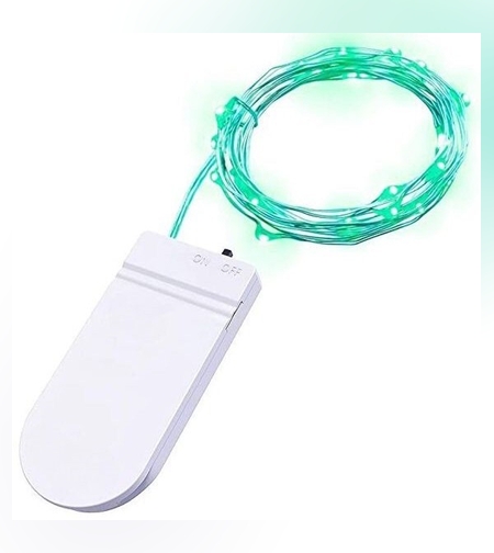 Instalatie Craciun, 2 metri, 20 LED-uri, Verde, cu baterii, fir cupru, liniar, interior/exterior, Flippy