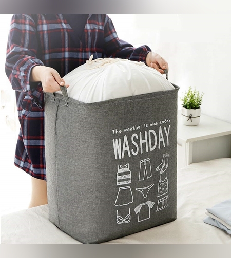 Cos de Rufe, Flippy, 72 L, Textil, 30x40x60 cm, Gri, Cu Imprimeu