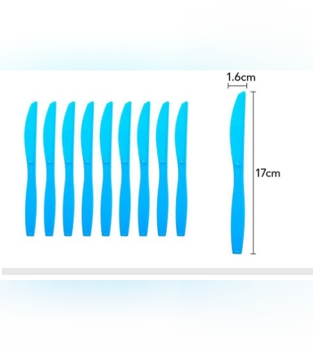 Set 10 cutite de unica folosinta 17 x 1.6 cm, albastru