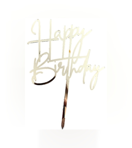 Decoratiune Topper pentru Tort, Flippy, Model Happy Birthday, Tematica Aniversare, Arginitu, 10 cm
