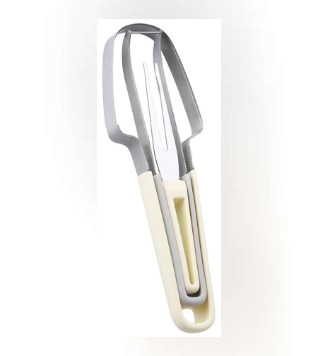 Taietor Decojitor pentru Pepene, Flippy, pentru Legume si Fructe, Multifunctional, Set din 3 Parti, Otel Inoxidabil si Plastic PP, 22.5 x 7 cm Galben