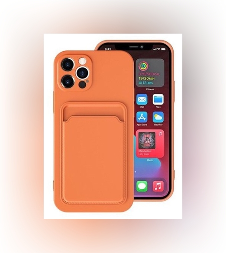 Husa protectie Flippy cu suport card compatibila cu Apple iPhone 12 Pro Portocaliu