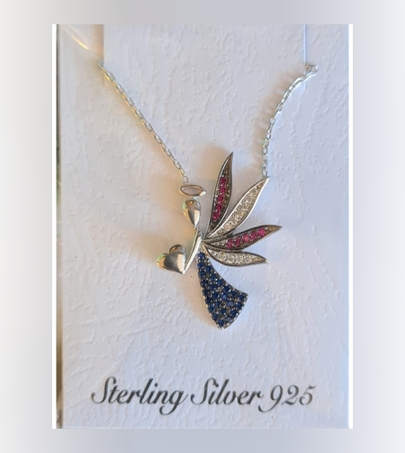 Colier Argint 925 Inger Colorat cu Aripi Colorate, cu Zirconiu, Colorat