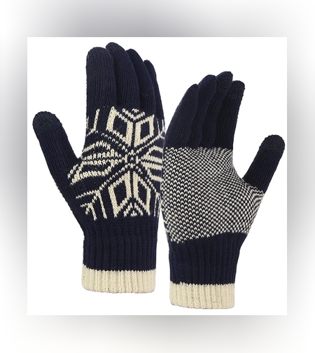 Manusi de Barbat, Flippy, Model Fulg, Functie Touchscreen (ecran tactil), Material Acril Tricotat, Manseta Elastica, Interior Catifelat, Marime Universala, Albastru Marin