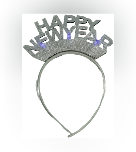 Bentita/cerc Happy Newyear, culoare gri metalic, marime standard, Flippy