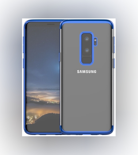 Husa Samsung Galaxy S9 Plus Transparent cu Margini Albastre