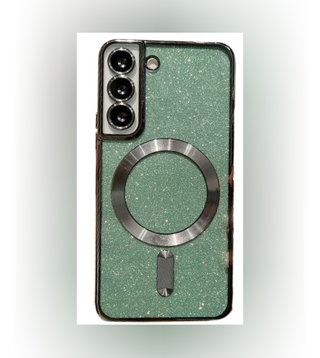 Husa de Protectie 2 in 1, Flippy, Husa pentru Samsung Galaxy S23 Ultra, Glitter Chrome Magsafe, din TPU, Magnetica, cu Protectie Lentila, Verde