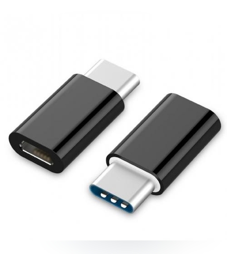Adaptor micro USB (mama) to Type-C(tata) cu Agatatoare Breloc inclusa, Negru
