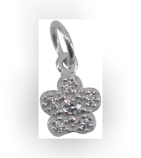 Pandantiv din Argint 925, Jolie Silver, Model Floare Cu Pietre, 0.9 g, 1 x 1 cm, Alb