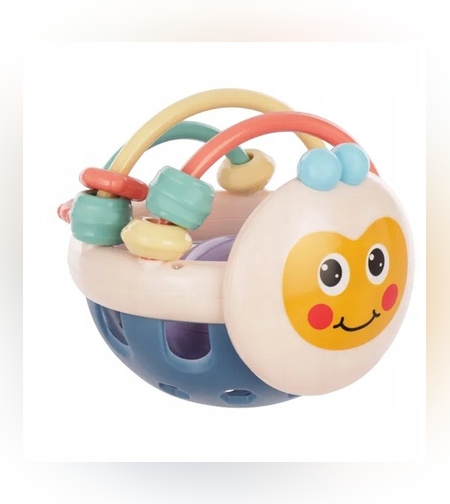 Jucarie Minge pentru Bebelusi, Flippy, pentru Dentitie, Interactiva, 0-12 Luni, Roz-Multicolor