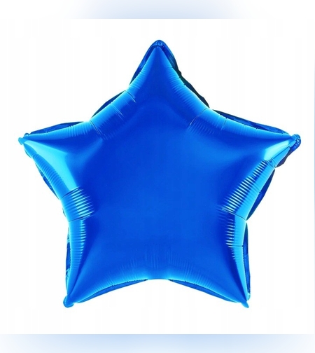 Balon din Folie Metalizata, Flippy, Figurina Stea, Model Simplu, Tematica Aniversare, 40 cm, Ambalaj Individual, Pai Inclus, Umflare cu Aer sau Heliu, Albastru