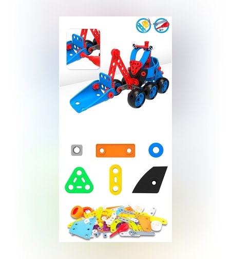 Set pentru construit masini, Flippy, Educativ si creativ, 134 piese