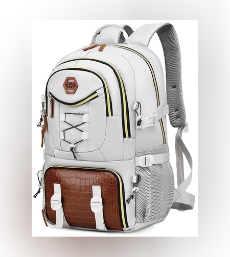 Rucsac Multifunctional pentru Calatorie, Flippy, pentru Alpinism, Voiaj, Drumetii, din Panza Oxford, 34x16x52 cm, Alb