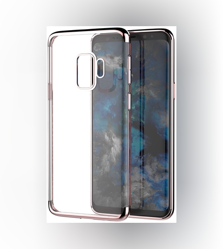 Husa Huawei P20 Lite Transparent cu Margini Roz-Aurii
